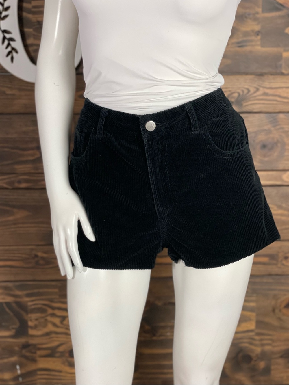 Bongo Forever 21 High Waist Black Corduroy Cut Off Shorts Frayed Raw Hem Size M